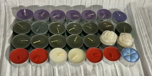Lot of 28 Various Scents & Colored Tea Lights - Purple, Green, White, Red, Blue - Picture 1 of 6