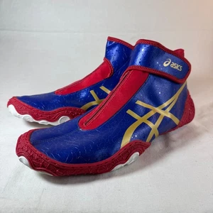 ASICS Omniflex-Attack V2.0 Wrestling Shoes J600Y BLUE RED GOLD MENS SIZE 14 1J - Picture 1 of 9