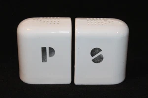 VINTAGE 1950’s MCM BAUHAUS CERAMIC SALT & PEPPER SHAKER SET, 3 ½ INCH TALL, 3 IN - Picture 1 of 11