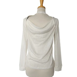 Sanctuary Open Back Long Sleeve Mock Neck Shirt Womens Size S Off White - Picture 1 of 10