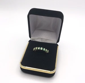 18 Karat Gelbgold grüne 3,15 mm runde Smaragde 0,5 TCW Stab Kanal Set Ringgröße 7 - Bild 1 von 13