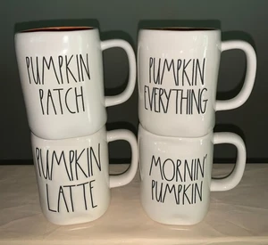 Set of 4 Rae Dunn Fall Mugs - NWT ~ Mornin' Pumpkin Latte Everything Patch - Picture 1 of 6