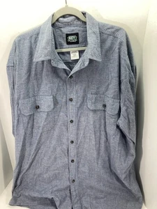 Key Chambray Western Button Up Shirt Mens 2XL Blue Long Sleeve Workwear - Picture 1 of 11