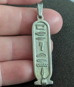 925 Sterling Silber Ägyptische Hieroglyphe Kunst Kartusche Anhänger Geschichte Reise - Bild 1 von 24