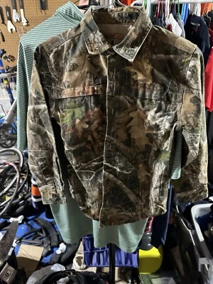 Redhead Silent-Hide Shirt Youth Size L Green Mossy Oak Camouflage Button Up - Image 1 of 4