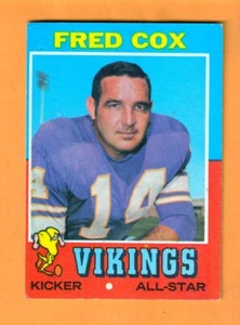 Fred Cox Minnesota Vikings 1971 Topps #96 Pittsburgh Panthers Monongahela PA - Imagen 1 de 2