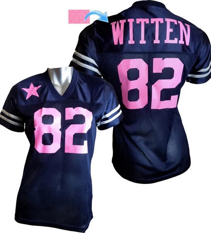Custom Womens Blinged Football Navy/Pink Jersey, Jason Witten Cover