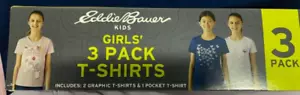 Eddie Bauer Girl's 3-pack T-shirt set (PINK/LAVENDER/NAVY XS 5/6)NWD - Picture 1 of 4