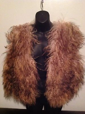 Beautiful Brown Alpaca Fur And Ostrich Vest - Image 1 of 2