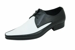 Paolo Vandini Men's Joseph Black White Leather Retro Jam Oxford Dress Shoes - Picture 1 of 6