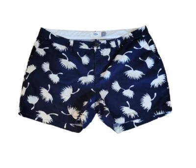 Old Navy Womens Chino Shorts Size 10 Casual Navy Blue White Leaves Pattern - Image 1 of 4