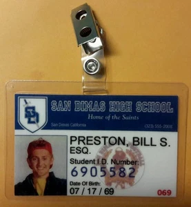 Bill &Ted's Excellent Adventure ID Badge-Bill S Preston ESQ cosplay prop costume - Imagen 1 de 1