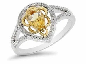 Enchanted Disney Belle Ring Pear Cut Yellow Diamond Engagement Wedding Ring - Picture 1 of 5