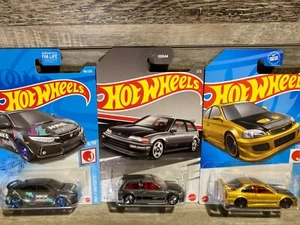 LOT(3)💥Hot Wheels '90 Honda Civic EF WalMart & Civic SI gold & HKS type R 💥 - Picture 1 of 4