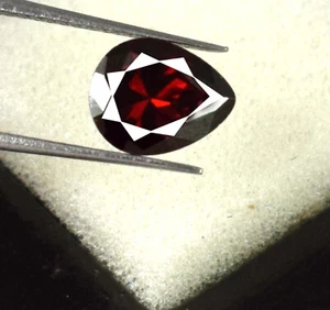 Pear Red Hessonite Garnet Gemstone Natural 3.90 Ct/10 mm Free Certificate B59193 - Picture 1 of 8