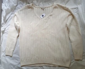 Gap Women's Open Ivory Knit V-neck Sweater XL BNWT - Picture 1 of 8