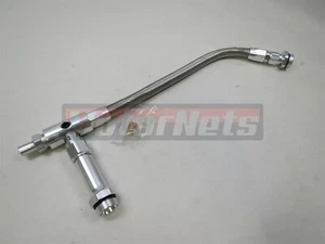 Braided Holley 4150 4160 Double Pumper Fuel Line Log Silver Anodized SBC BBC Rod - Picture 1 of 4