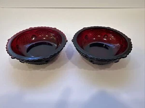 Avon Cape Cod Set of 2 Red Glass Dessert or Fruit Dishes - Picture 1 of 4