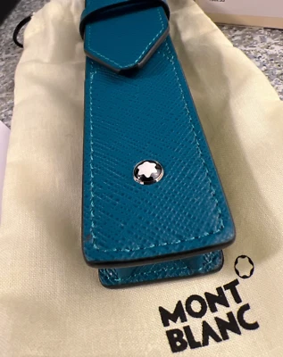 $215 MSRP - Montblanc Fern blue leather 1-pen pouch 131743 - replacement box - Image 1 of 4