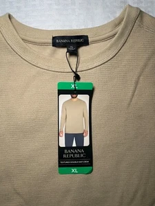 Nuovo! Banana Republic Uomo Texture Doppia Maglia Crew Tan Tg XL Spedizione Gratuita! - Foto 1 di 5