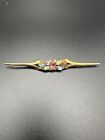 VINTAGE MADE IN AUSTRIA GOLD TONE COLORFUL RHINESTONE PIN BROOCH