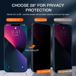 3 Pack for iPhone 16 15 Privacy Tempered Glass Screen Protector - Picture 1 of 3