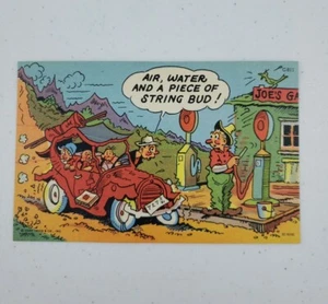 Curt Teich Comic Leinen Postkarte JOE'S GARAGE kaputtes Auto 1952 Chicago C-811 - Bild 1 von 7