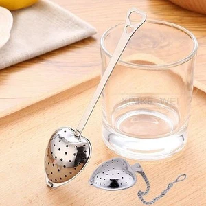 Heart Shaped Stainless Steel Tea Leaf Filter Herbal Spice Infuser Strainer Spoon - Picture 1 of 12