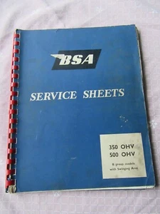 BSA SERVICE SHEETS 350 OHV & 500 OHV B GROUP MODELS WITH SWINGING ARM - Picture 1 of 1