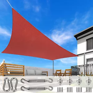 Red Rectangle Sun Shade Sail Fabric Awning Pool Canopy Custom 5' -24' W/8'' KIT - Picture 1 of 16