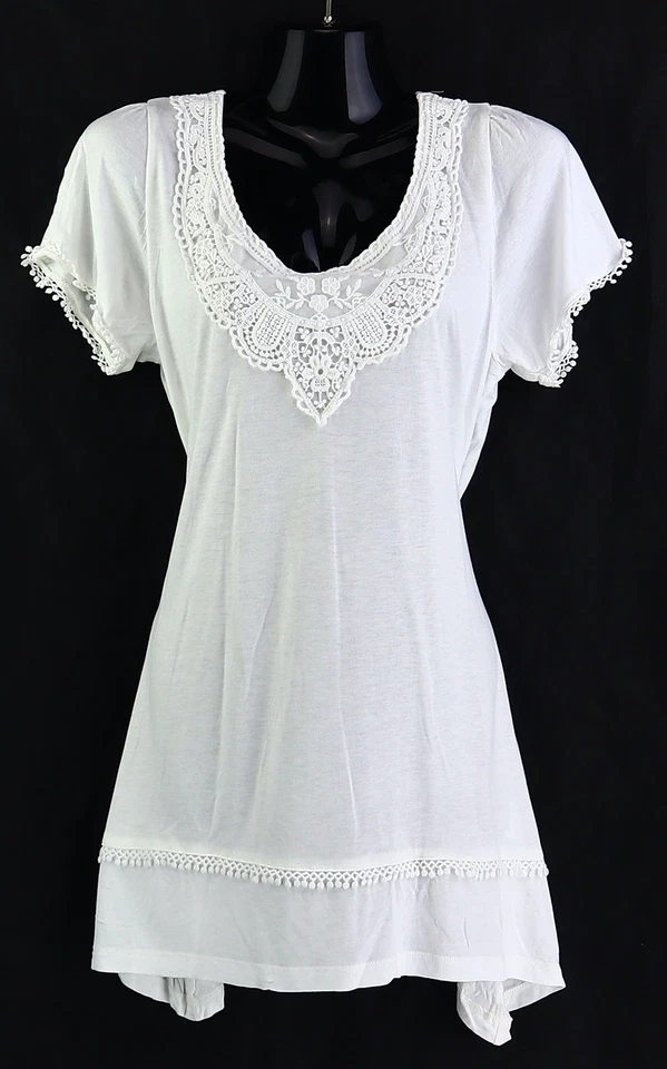 T-Shirt mit U-Ausschnitt Gr. 40 Weiß Damen Kurzarmshirt Oberteil RPW - Bild 1 von 1