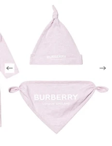Burberry Archive Maemae Layette Pink Logo Baby Kids Feeding Bib Hat RRP£180 E63 - Picture 1 of 10