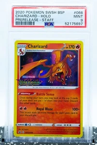PSA 9 CHARIZARD #SWSH066 STAFF Prerelease Vivid Voltage 2020 - Pokemon Card - Picture 1 of 3