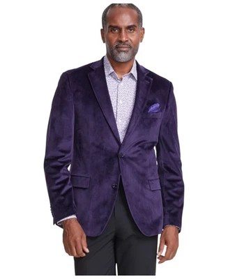 Abrigo Blazer Deportivo Alfani Para Hombre Calce Ajustado Terciopelo 40 L Púrpura Sólido Foto 1 de 2