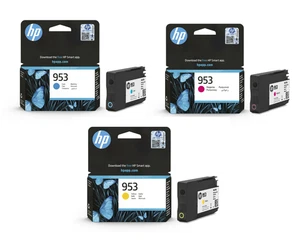 3x cartuchos de tinta originales HP 953 SIN CAJA - ¡ENTREGA GRATUITA EN REINO UNIDO! IVA inc. NUEVO - Imagen 1 de 4