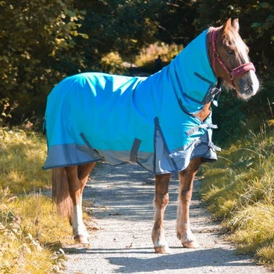 Outdoor Winter Turnout Horse Rugs 50g COMBO Full Neck Aqua/Grey 5'3-6'9 - Image 1 of 4