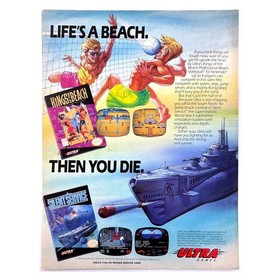 Kings of the Beach Silent Service Ultra NES Game Vintage Magazine Print Ad 1990
