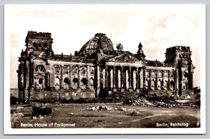 Vintage Berlin Reichstag Ruine Echt Foto Postkarte Deutschland - Bild 1 von 2