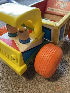 Vintage Wooden Fisher Price Pull Toy Men Working Dump Truck #145 Little People - Picture 1 of 7