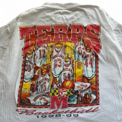 vintage 90s university of maryland terps basketball graphic t-shirt size large - Image 1 of 4