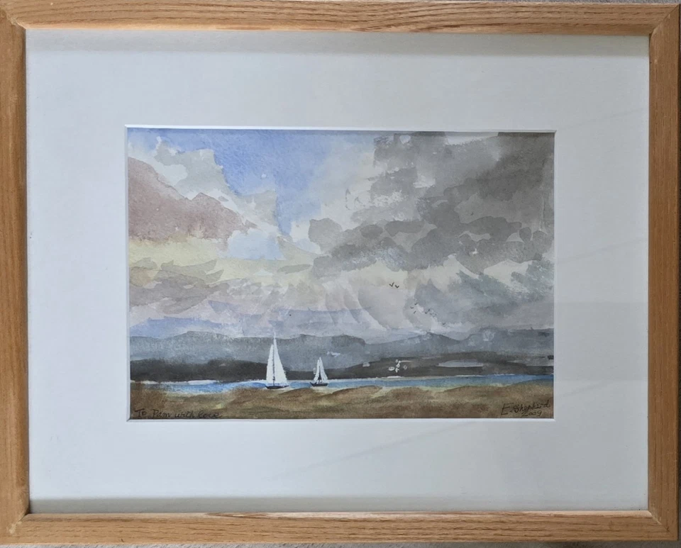 Original Framed And Signed Cornwall Seascape Sailing Boats Watercolour Painting - Image 1 of 4