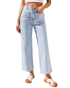 High Waisted Wide Leg Pants Casual & Work Outfits, Cropped & Colored Jeans, V... - Picture 1 of 6