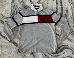 Herren Tommy Hilfiger Vintage Retro 1985 Langarm Poloshirt Rot Grau Herren Gr. M - Bild 1 von 8