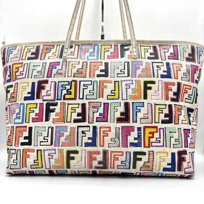 Fendi Zucca PVC Multicolor Shoulder Tote Bag – White - Image 1 of 4