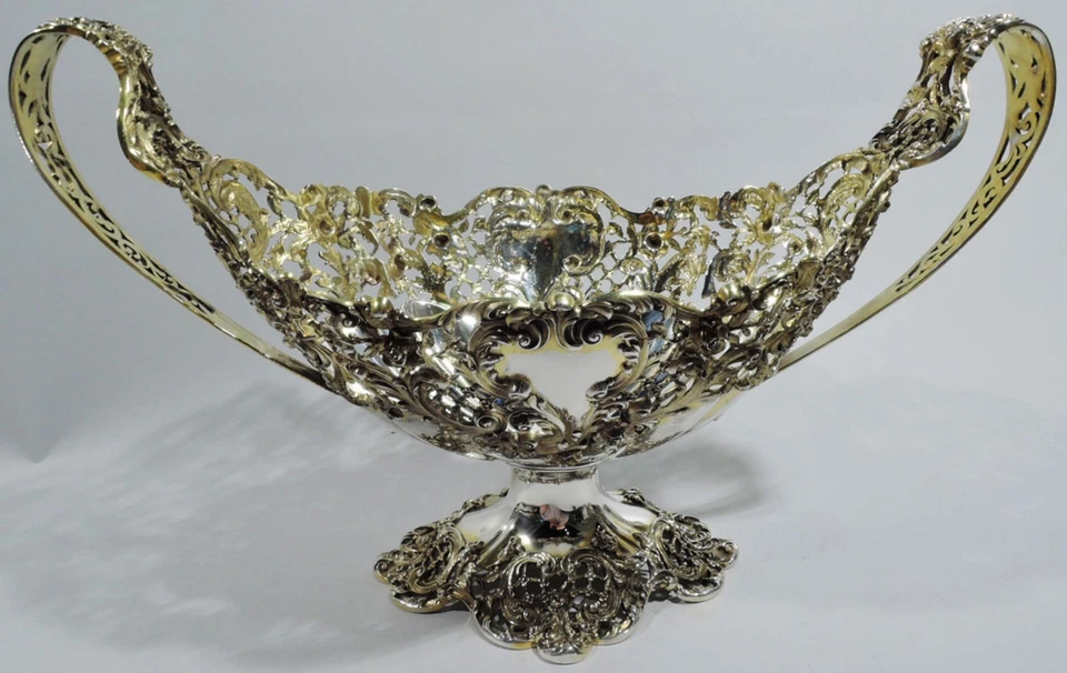 Antiguo cuenco 3143 victoriano rococó centro de mesa americano dorado plata de ley Foto 1 de 4