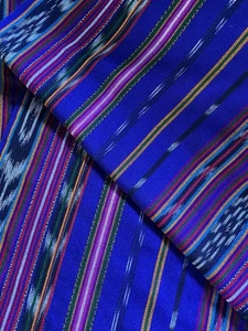 Guatemalan Ikat Fabric - Blue  - hand woven  - ikat - yardage   - Picture 1 of 6