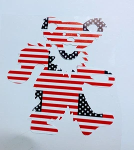  Dancing Bear Vinyl Decal Rainbow USA Patriotic American Flag Sticker - Bild 1 von 3