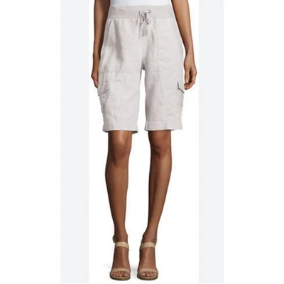 Pantalones Cortos Carga Eileen Fisher Cordón Lino Orgánico Blanco Pequeño Foto 1 de 4