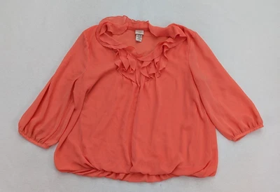 Blusa para mujer Covington talla L naranja manga 3/4 volantes Foto 1 de 4