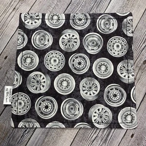 EDC HANK W/MICROFIBER BACK 8” - CHROME RIMS CAR AUTOMOBILE BLACK BG HANDKERCHIEF - Picture 1 of 2